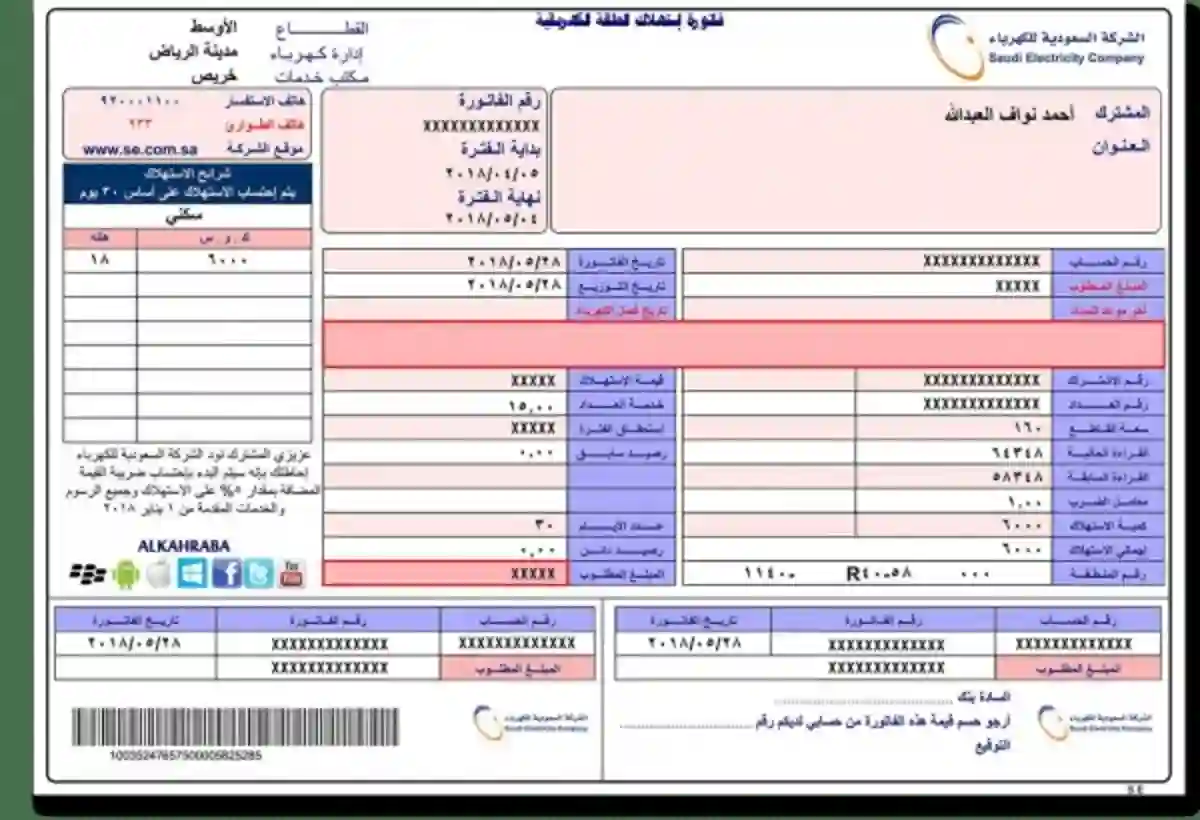 كيف اعرف فاتورة الكهرباء من رقم العداد في السعودية